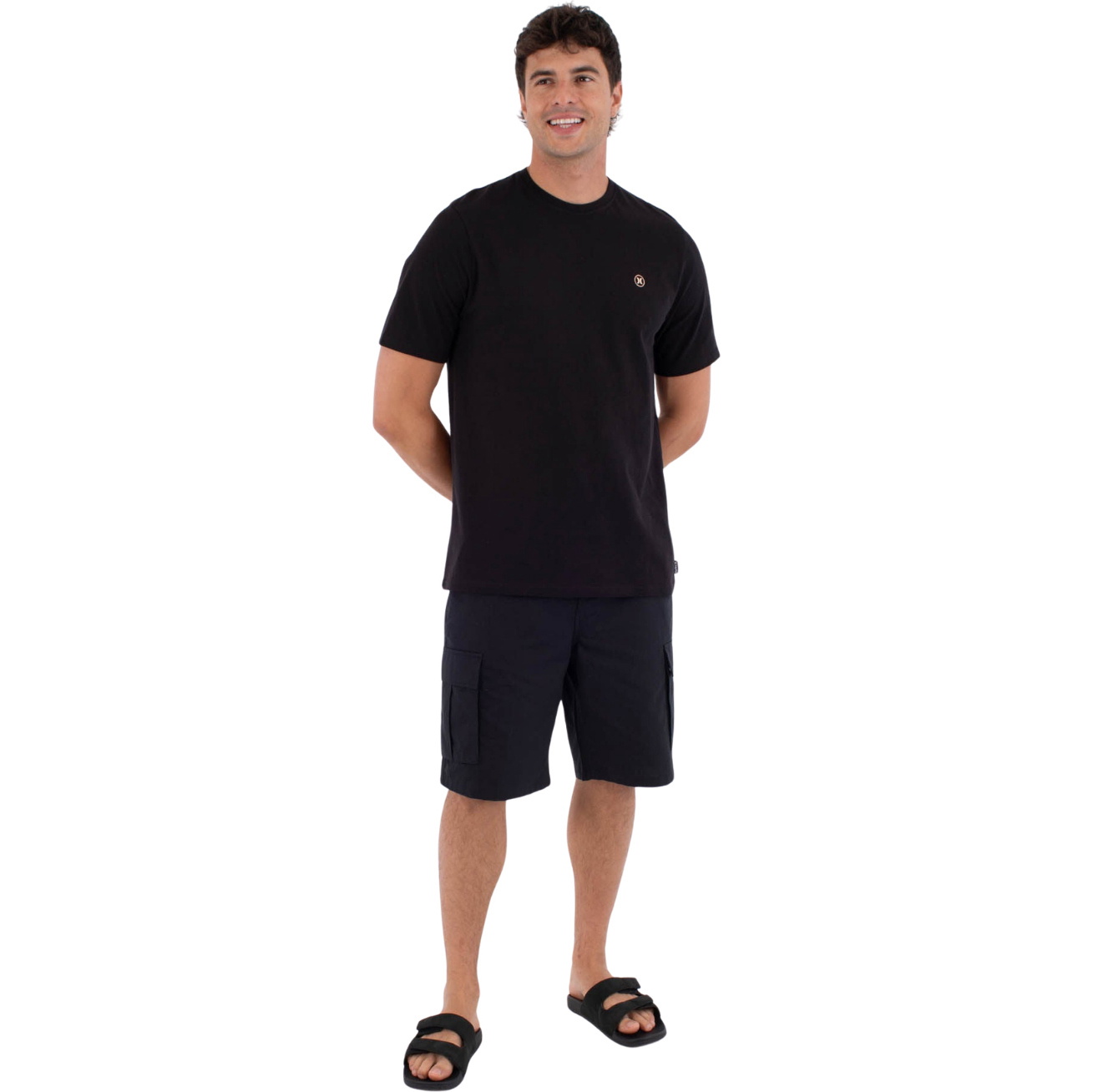 2026 Hurley Hombres Prensa De Impresión Icono Círculo Camiseta De Manga Corta MTSEUED0010 - Black